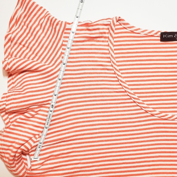 Kim & Cami Off Shoulder Front Tie Candy Stripe Top - Picture 5 of 9